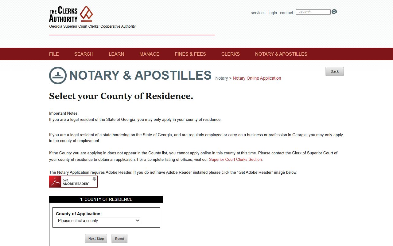 Montgomery County Clerk of Superior Court records notary application