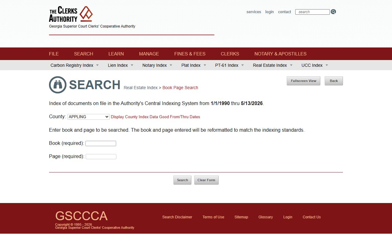 Montgomery County Clerk of Superior Court records GSCCCA book page search