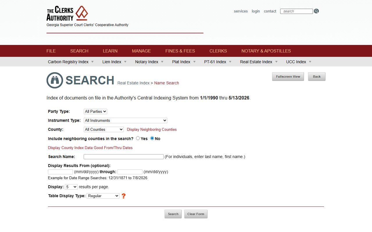 Montgomery County Clerk of Superior Court records GSCCCA name search