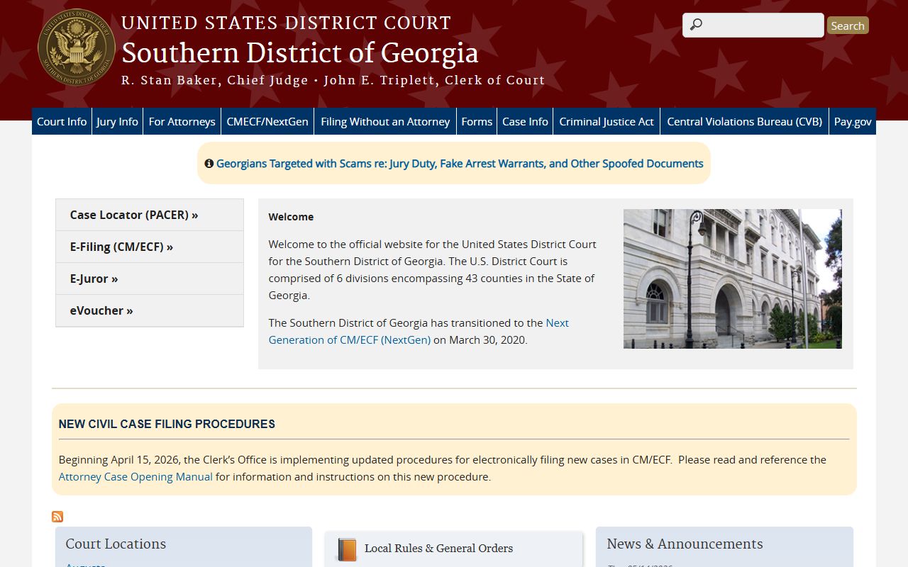 Montgomery County Superior Court records Southern District federal court homepage