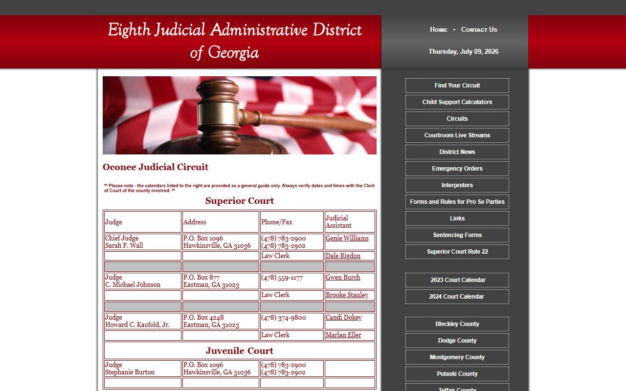 Montgomery County Superior Court records Oconee Circuit judges