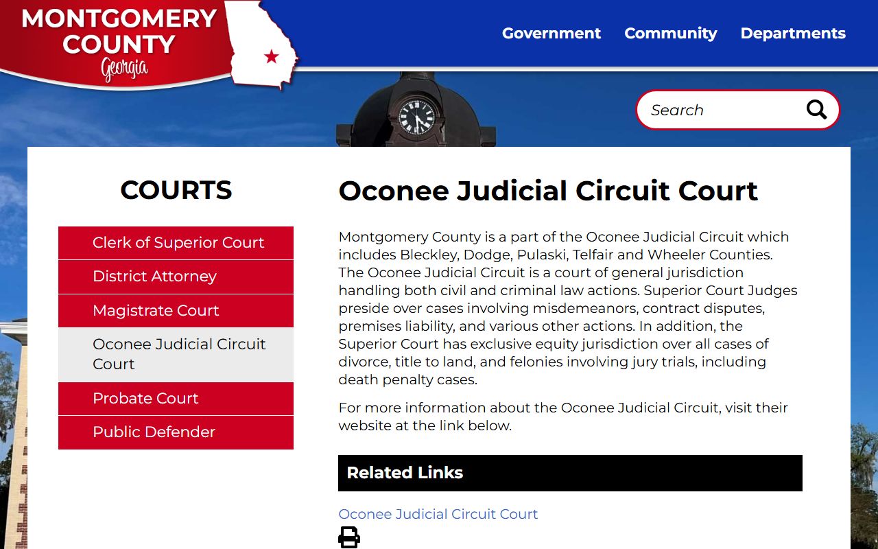 Montgomery County Superior Court records Oconee Judicial Circuit page