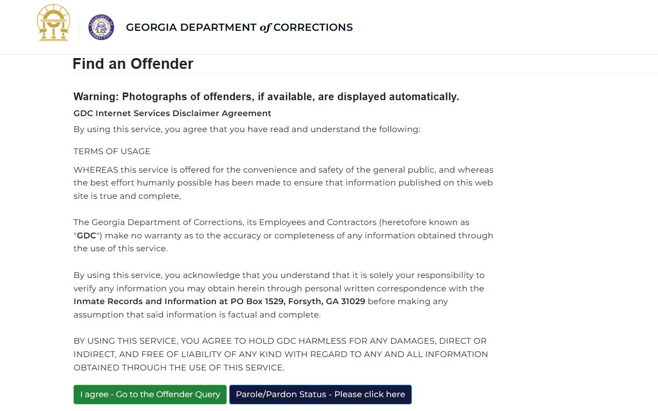 Montgomery County inmate records GDC offender query search