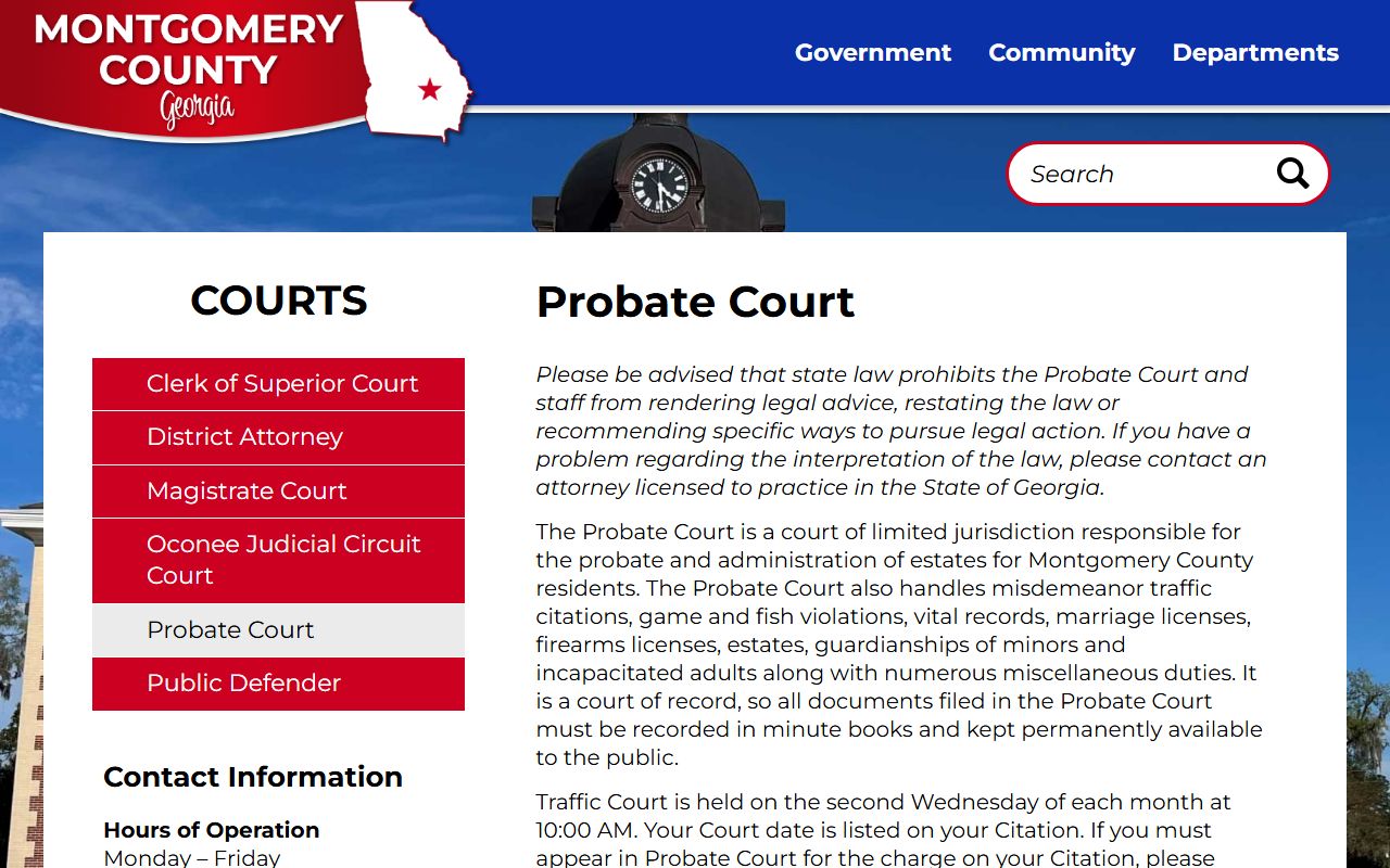 Montgomery County probate records Probate Court page