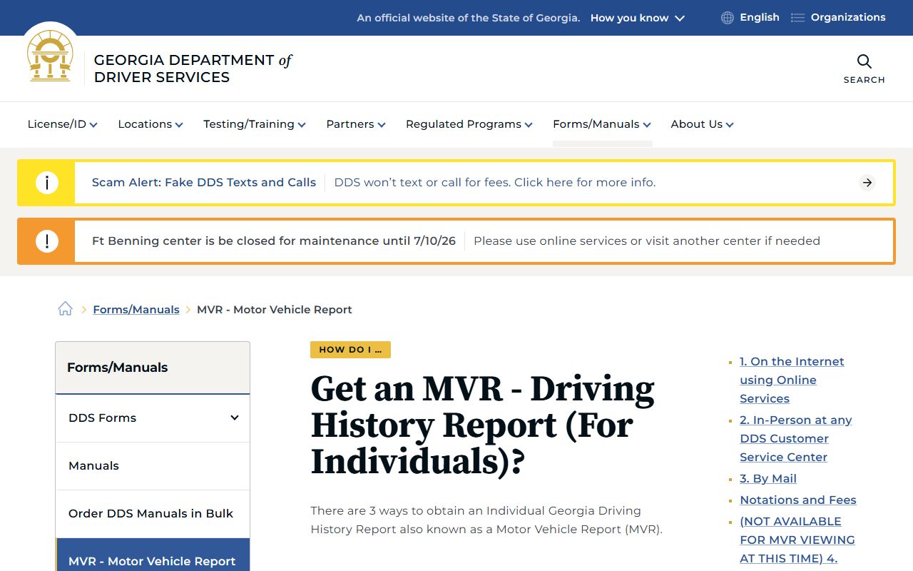 Montgomery County traffic court records Georgia DDS MVR instructions