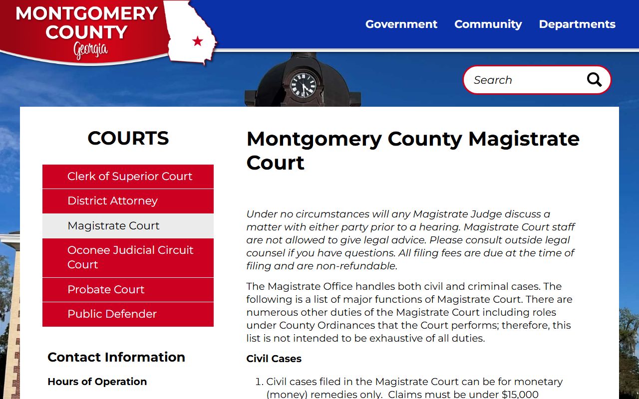 Montgomery County warrant records official Magistrate Court page