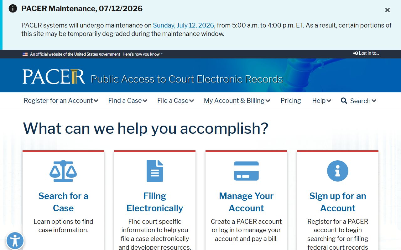 Montgomery County warrant records PACER federal search